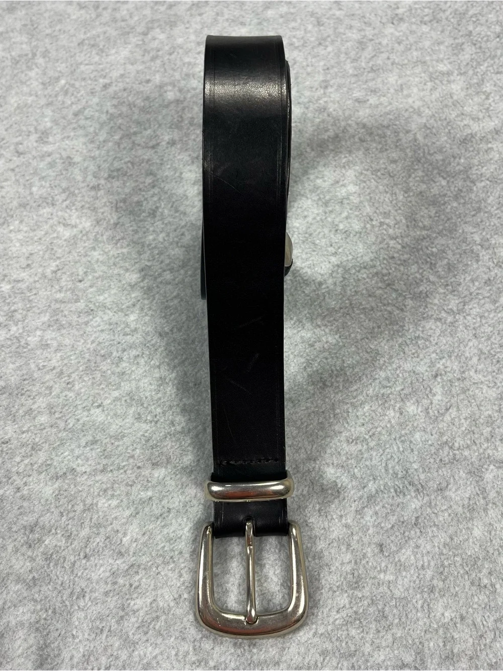 Unbranded Italian Leather Belt Men’s 36 Black Made in USA Silver Buckle Casual